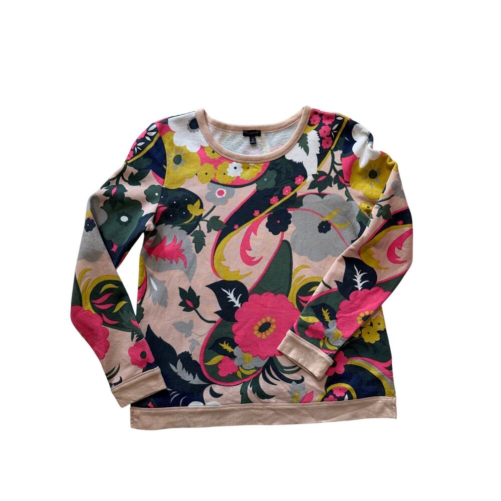 Talbots Floral Paisley Sweatshirt Women's Medium Multicolor Pink Navy Green